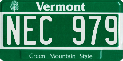 VT license plate NEC979