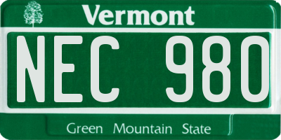 VT license plate NEC980