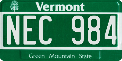 VT license plate NEC984