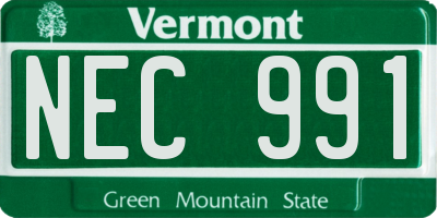 VT license plate NEC991