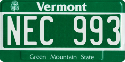VT license plate NEC993