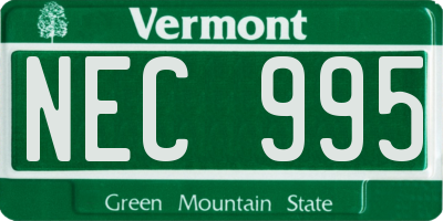 VT license plate NEC995