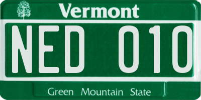 VT license plate NED010
