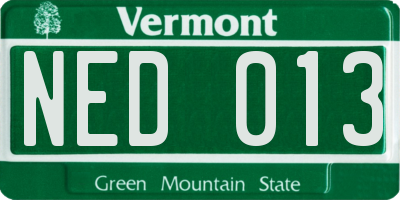VT license plate NED013