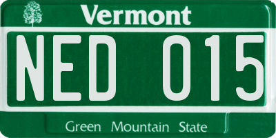 VT license plate NED015