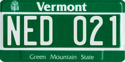VT license plate NED021
