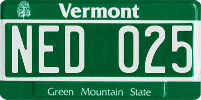 VT license plate NED025