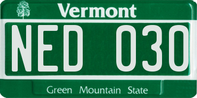 VT license plate NED030