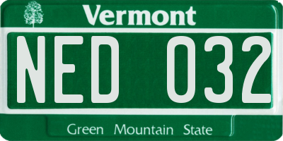 VT license plate NED032