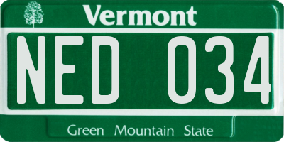 VT license plate NED034
