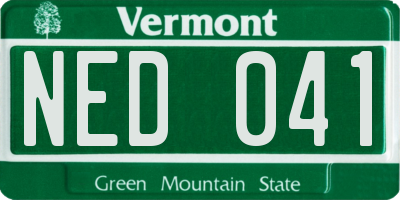 VT license plate NED041