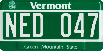 VT license plate NED047