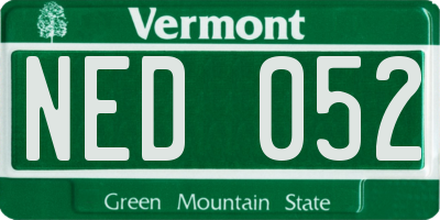 VT license plate NED052