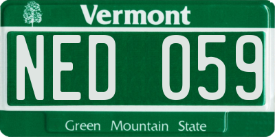 VT license plate NED059
