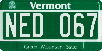 VT license plate NED067