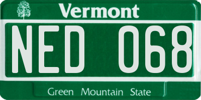 VT license plate NED068