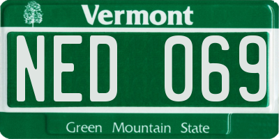 VT license plate NED069