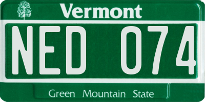 VT license plate NED074