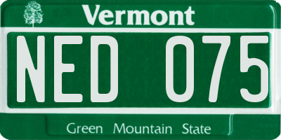 VT license plate NED075