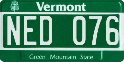 VT license plate NED076