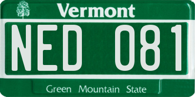 VT license plate NED081