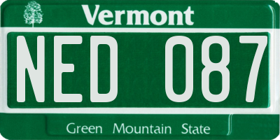 VT license plate NED087
