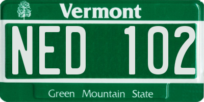 VT license plate NED102