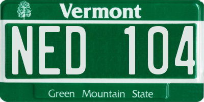 VT license plate NED104