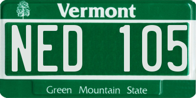 VT license plate NED105
