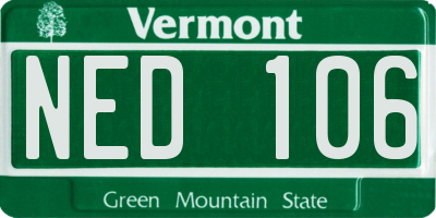 VT license plate NED106