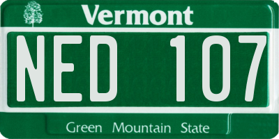 VT license plate NED107