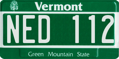 VT license plate NED112