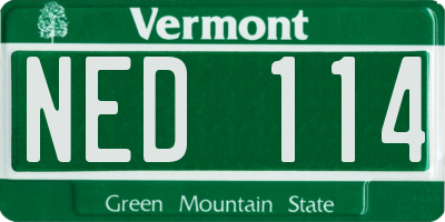 VT license plate NED114