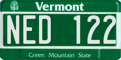 VT license plate NED122