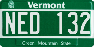 VT license plate NED132