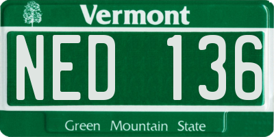 VT license plate NED136