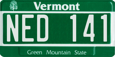 VT license plate NED141