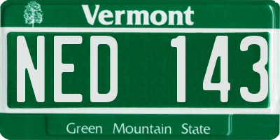 VT license plate NED143