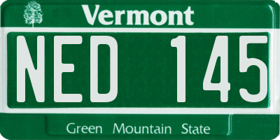 VT license plate NED145