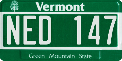 VT license plate NED147
