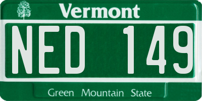 VT license plate NED149
