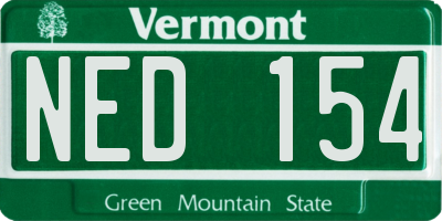 VT license plate NED154