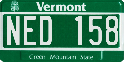 VT license plate NED158
