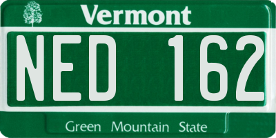 VT license plate NED162