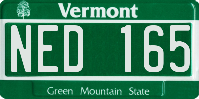 VT license plate NED165