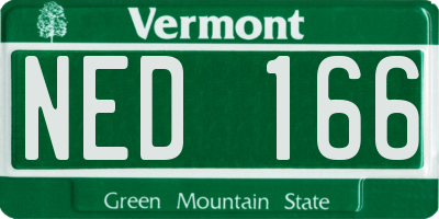 VT license plate NED166
