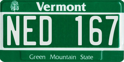 VT license plate NED167