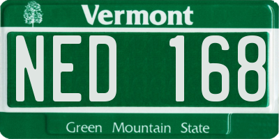 VT license plate NED168