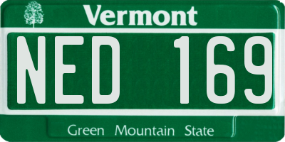 VT license plate NED169