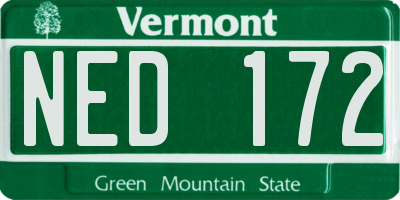 VT license plate NED172